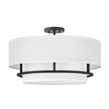 Plafoniera Elstead GRAHAM metal, bumbac, negru, alb, E14 - HK-GRAHAM-L-BK