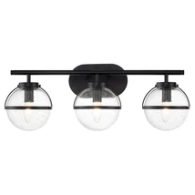 Aplica de perete pentru baie Elstead HOLLIS metal, sticla, negru, transparent, E14, IP44 - HK-HOLLIS3-C-BK-BATH