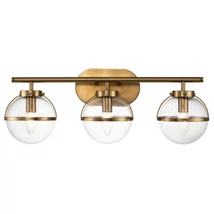 Aplica de perete pentru baie Elstead HOLLIS metal, sticla, alama, transparent, E14, IP44 - HK-HOLLIS3-C-HB-BATH