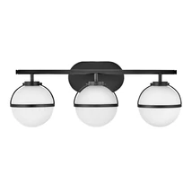 Aplica de perete pentru baie Elstead HOLLIS metal, sticla, negru, alb, E14, IP44 - HK-HOLLIS3-O-BK-BATH