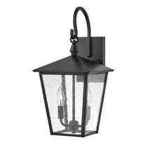 Aplica de perete exterioara Elstead HUNTERSFIELD metal, sticla, negru, transparent, E14, IP44 - HK-HUNTERSFIELD2-M-BK