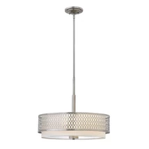 Pendul Elstead JULES metal, panza, nichel, alb, E27 - HK-JULES-3P-BN