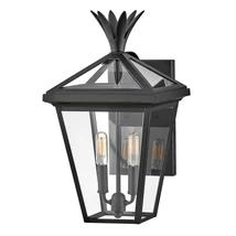 Aplica de perete exterioara Elstead metal, sticla, negru, transparent, E14, IP44 - ELS-HK-PALMA-M-BK