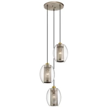 Pendul Elstead ASHER metal sticla argintiu transparent E27 - KL-ASHER-3PC-AP