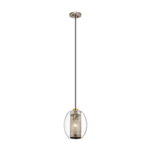 Pendul Elstead ASHER II metal, sticla, gri, transparent, E27 - KL-ASHER-MP-AP
