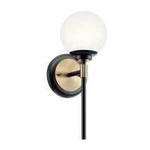 Aplica de perete de baie  Elstead metal, sticla, negru, auriu, opal, G9, 3W, 3000K, 300 Lm,  IP44 - ELS-KL-BENNO1-BK-CPZ