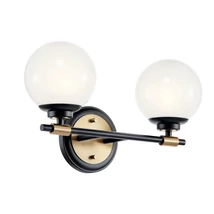 Aplica de perete de baie  Elstead metal, sticla, negru, bronz, opal, G9, 6W, 3000K, 600 Lm,  IP44 - ELS-KL-BENNO2-BK-CPZ