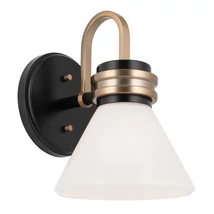 Aplica de perete de baie  Elstead metal, sticla, negru, bronz, opal, G9, 3W, 3000K, 300 Lm,  IP44 - ELS-KL-FARUM1-BK-CPZ