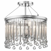 Pendul Elstead PIPER metal, cristal, crom, E14 - KL-PIPER-SF-PC