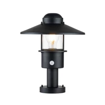 Lampadar exterior cu senzor de miscare Elstead KLAMPENBORG metal, sticla, negru, transparent, E27, IP44 - KLAMPENBORG-PED-PIR-BK