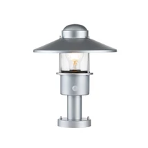 Lampadar exterior cu senzor de miscare Elstead KLAMPENBORG metal, sticla, argintiu, transparent, E27, IP44 - KLAMPENBORG-PED-PIR-SIL