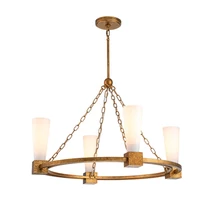 Candelabru Elstead metal, rasina, sticla, auriu, opal, E27 - ELS-KRISTY4-DG-OPAL