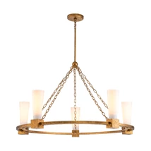 Candelabru Elstead metal, rasina, sticla, auriu, opal, E27 - ELS-KRISTY5-DG-OPAL