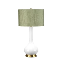 Veioza Elstead MILO ceramica, textil, alb, verde, alama, E27 - MILO-AB-TL-RTH