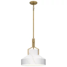 Pendul Elstead metal, sticla, alama, alabastru, E27 - ELS-QZ-BRECKEN-2P-AB-ABG