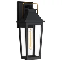 Aplica de perete exterioara Elstead metal, sticla,  negru, auriu, E27, IP44 - ELS-QZ-BUCKLEY-M-MBK