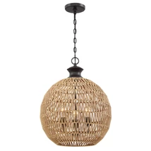 Pendul Elstead metal, franghie, bronz, natur, E27 - ELS-QZ-CASABLANCA-3P-PBZ