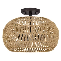 Plafoniera Elstead metal, franghie, bronz, natur, E27 - ELS-QZ-CASABLANCA-3SF-PBZ