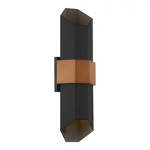 Aplica de perete exterioara Elstead CHASM metal, negru, maro, LED, 2700K, 2x9.5W, 1800lm, IP44 - QZ-CHASM-L-BKW