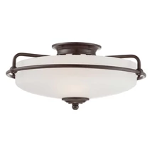 Plafoniera Elstead GRIFFIN metal, sticla, bronz, alb, E27 - QZ-GRIFFIN-F-PN