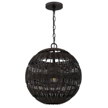 Pendul Elstead metal, rattan, bronz, E27 - ELS-QZ-LINDENDALE-P-WT