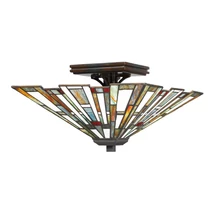 Plafoniera Elstead MAYBECK metal, sticla Tiffany, bronze, E27 - QZ-MAYBECK-F