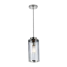 Pendul Elstead RENO metal, sticla, nichel, transparent, E27 - RENO-P-SMOKE