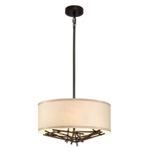 Pendul Elstead TAIKO metal, textil, bronz, alb, E27 - TAIKO-3P
