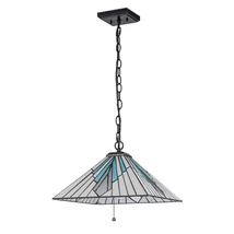 Pendul Elstead metal, sticla, negru, bronz, gri, albastru, E27 - ELS-TF-ALDERLEY-P