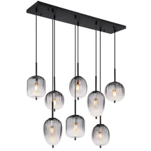 Pendul Globo ATTILA metal, sticla, negru, fumuriu, E14 - 15215-8