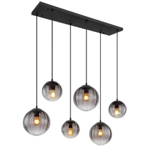 Pendul Globo DALLERTA metal, sticla, negru, fumuriu, E27 - 15216-6