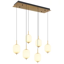 Pendul Globo EWALD metal, sticla, alama, negru, alb, LED, 40W, 3000K, 2176Lm - 15217-6