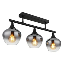 Plafoniera Globo MAXY metal, sticla, negru, fumuriu, E27 - 15548-3D1