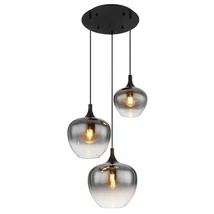 Pendul Globo MAXY metal, sticla, negru, fumuriu, E27 - 15548-3H