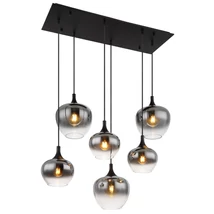 Pendul Globo MAXY metal, sticla, negru, fumuriu, E27 - 15548-6H