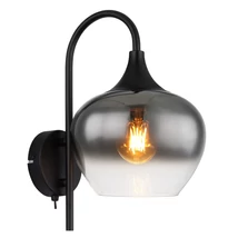 Aplica de perete Globo MAXY metal, sticla, negru, fumuriu, E27 - 15548W