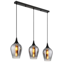 Pendul Globo LAVUS metal, sticla, negru, fumuriu, E27 - 155520-3HS