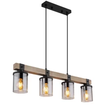 Pendul Globo LILA metal, lemn, sticla, negru, maro, fumuriu, E27 - 15555-4H