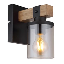 Aplica de perete Globo LILA metal, lemn, sticla, negru, maro, fumuriu, E27 - 15555W