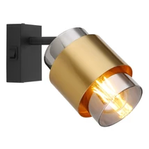 Spot Globo MILLEY metal, sticla, negru, alama, fumuriu, E27 - 15560-1