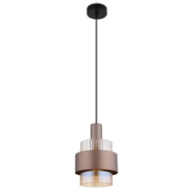 Pendul Globo MILLEY metal, sticla, negru, bronza, chihlimbar, E27 - 15560HA
