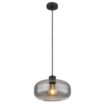 Pendul Globo GIUSEPPE metal, sticla, negru, fumuriu, E27 - 15566H