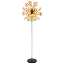 Lampadar Globo UDO metal, sticla, negru, chihlimbar, E14 - 15633SA