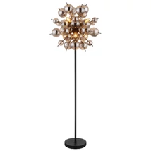 Lampadar Globo UDO metal, sticla, negru, fumuriu, E14 - 15633SS