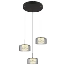 Pendul Globo FOGSY metal, sticla, acril, negru, fumuriu, LED, 24W, 4000K, 1600Lm - 15634-3