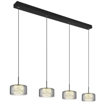 Pendul Globo FOGSY metal, sticla, acril, negru, fumuriu, LED, 32W, 4000K, 2100Lm - 15634-4