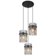 Pendul Globo GORLEY metal, sticla, negru, fumuriu, E27 - 15698-3HR