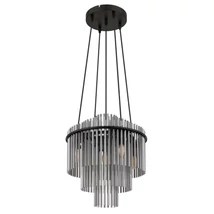 Pendul Globo GORLEY metal, sticla, negru, fumuriu, E14 - 15698H2