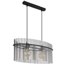 Pendul Globo GORLEY metal, sticla, negru, fumuriu, E27 - 15698H3