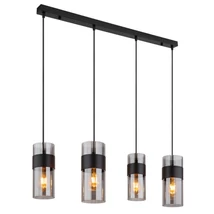 Pendul Globo SCARFINA metal, sticla, negru, fumuriu, E27 - 15718-4
